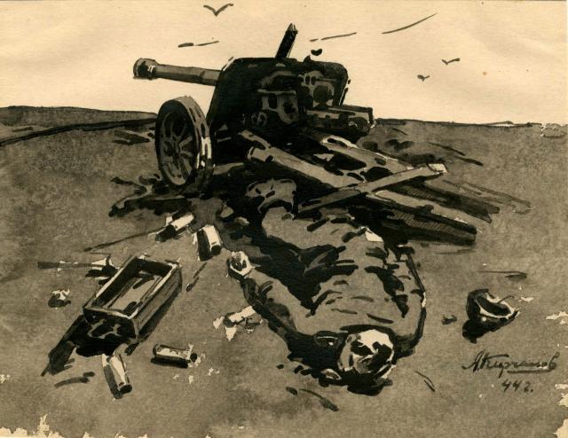 Кирчанов А.Н. Разбитое орудие. 1944 Кирчанов А.Н. Разбитое орудие. 1944
